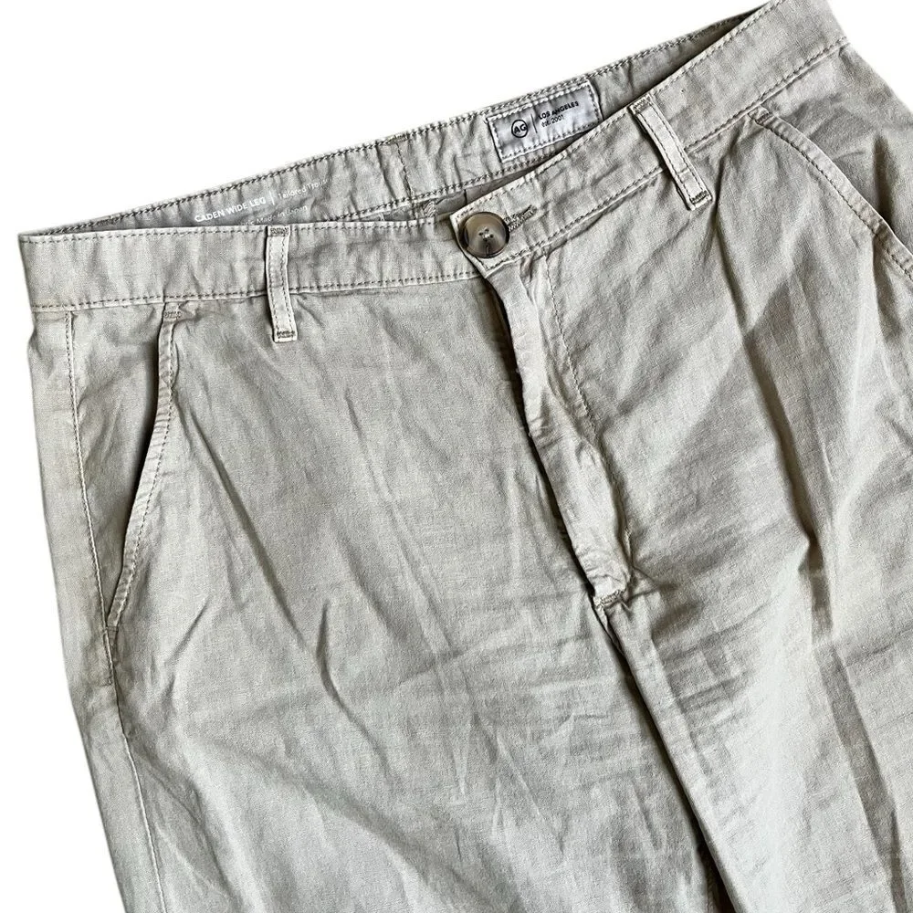 AG Caden Wide Leg Linen Pants Tan Size 29 Lightweight Neutral Minimalist Trouser